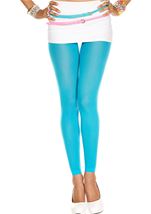 Opaque Footless Women Tights Turquoise