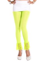 Fringed Leggings Women Neon Green