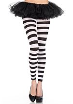Striped Women Leggings Black And White