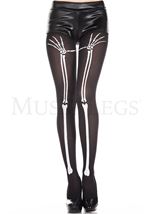 Skeleton Hand Tights Black and White