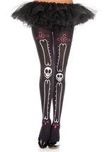 Bone And Skull Face Print Women Pantyhose