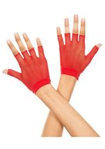 Fishnet Wrist Woman Gloves Red