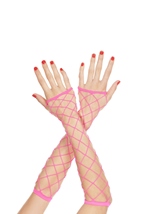 Big Diamond Net Fingerless Arm Hot Pink