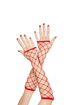 Big Diamond Net Fingerless Arm Red