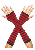 Opaque Stripes Woman Arm Warmer Red