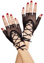 Fishnet Fingerless Woman Gloves Black