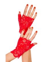 Lce Fingerless Woman Gloves Red
