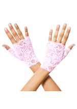 Lace Fingerless Woman Gloves Pink
