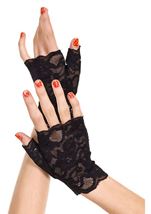 Lace Fingerless Woman Gloves Black