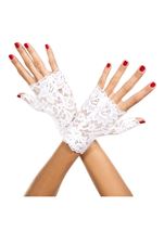 Lace Fingerless Woman Gloves White