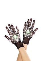Spiderweb Print Fishnet Gloves Black