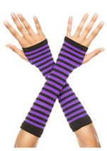 Opaque Stripes Woman Arm Warmer Purple