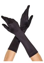 Elbow Length Satin Gloves Black