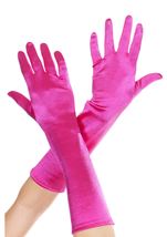 Elbow Length Satin Gloves Hot Pink