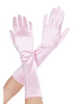 Elbow Length Satin Gloves Pink