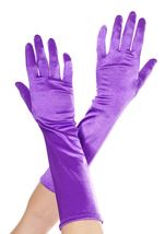 Elbow Length Satin Gloves Purple