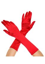 Elbow Length Satin Gloves Red