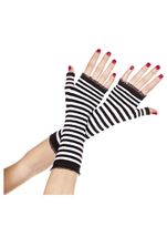 Opaque Stripes Woman Gloves Black & White