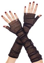 Soft Mesh Fingerless Woman Arm Warmer Black