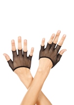 Short Fishnet Fingerless Gloves Black