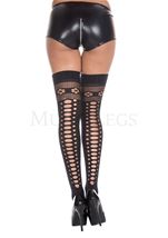 Flower And Oval Cut Pattern Spandex Thigh Highs