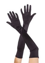 Extra Long Satin Gloves Black