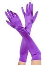 Extra Long Satin Gloves Purple