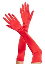 Extra Long Satin Gloves Red