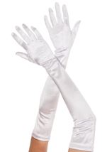 Extra Long Satin Gloves White