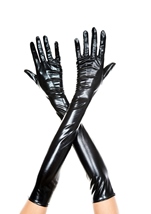 Extra Long Metallic Gloves Black