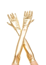 Extra Long Metallic Gloves Gold
