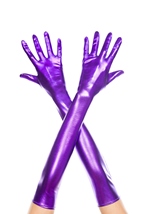 Extra Long Metallic Gloves Purple