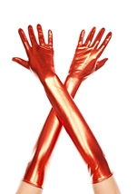 Extra Long Metallic Gloves Red