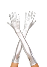 Extra Long Metallic Gloves Silver