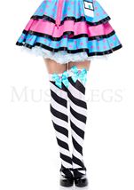 Diagonal Striped With Bow Thigh Highs