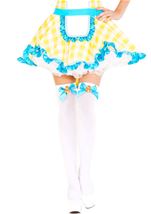 Satin Bow With Bear Thigh Highs White Turquoise