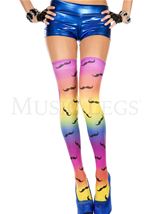 Mustache Print Rainbow Thigh Highs