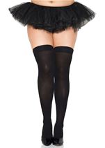 Plus Size Black Opaque Women Thigh High