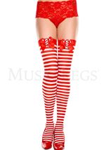 Candy Cane Thigh Highs Red White Stripe