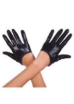 Short Wet Look Gloves Black