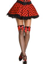 Fishnet Thigh Highs Lady Bug Applique