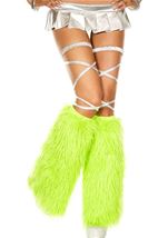 Furry Leg Warmers Neon Green