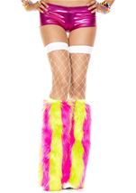 Vertical Stripe Faux Fur Leg Warmers