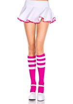Knee Highs with Striped Top Fuchsia White