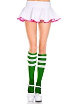 Knee Highs with Striped Top Hunter Green White