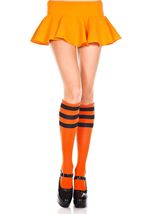 Knee Highs with Striped Top Orange Black