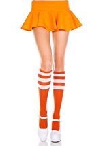 Knee Highs with Striped Top Orange White
