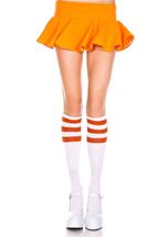 Knee Highs with Striped Top White Orange