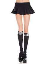 Adult Striped Top Opaque Knee High Black White