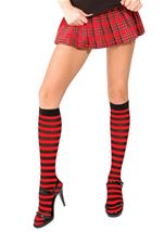 Striped Knee High Black Red